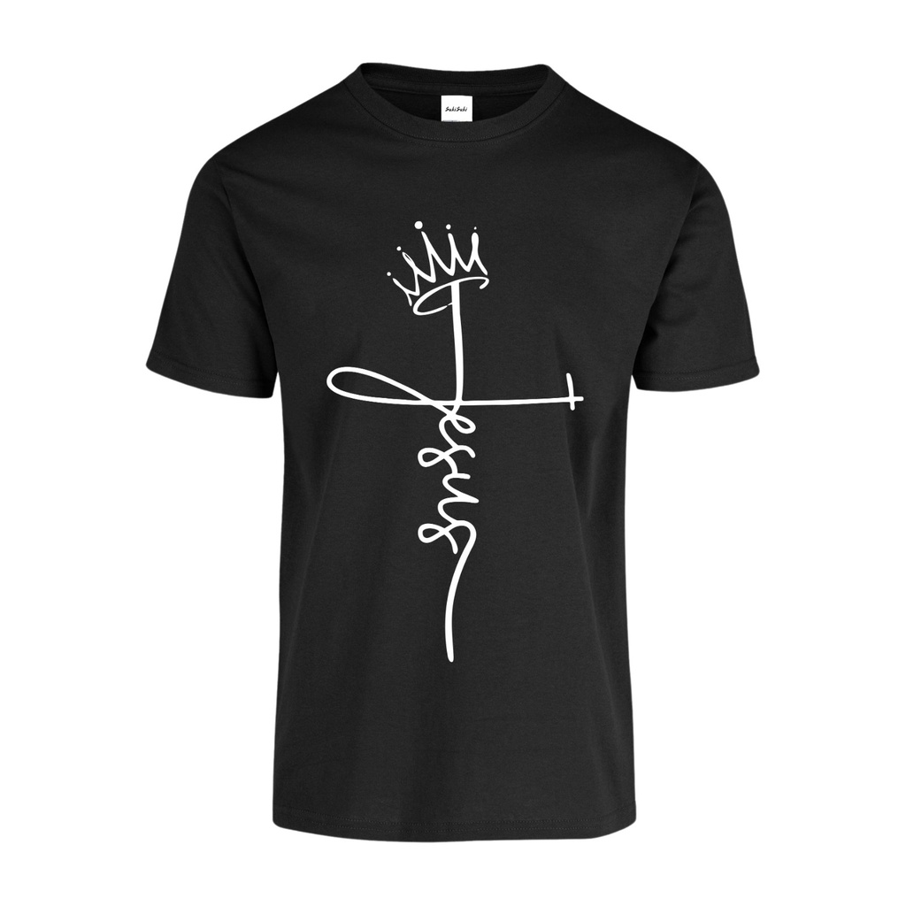 Playera CR/MC Estampada CRUZ TEXTO JESUS